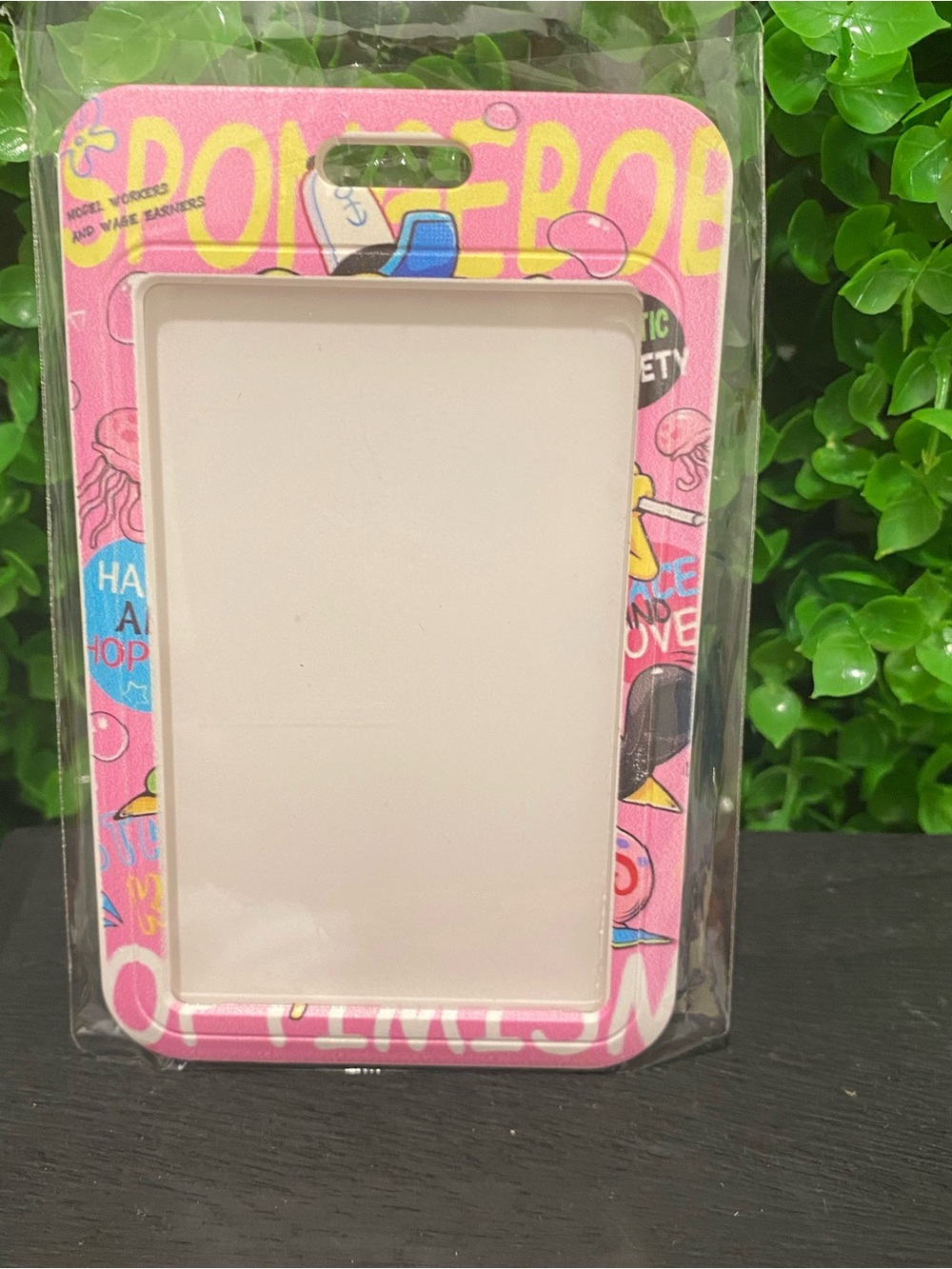 Pink SpongeBob-Themed Elastic ID Strap Holder